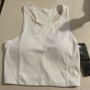 White ribbed Racerback Cropped Active Top